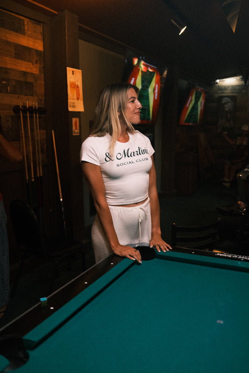 &Martinis Classic Ribbed Crop Top